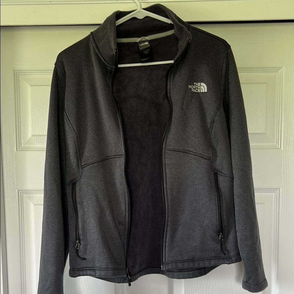 The North Face Gray Jacket with Stand-Up Collar